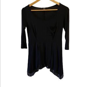 FOREVER21 Sequin Bottom Trim Lightweight Flowy  3/4 Sleeve Front Pocket Top S
